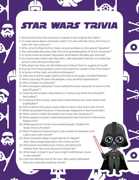 Star Wars Trivia Printable